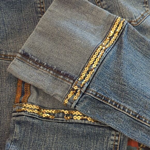Baby‎ Phat girls vintage denim capris with gold sequins size 12 - Picture 7 of 7
